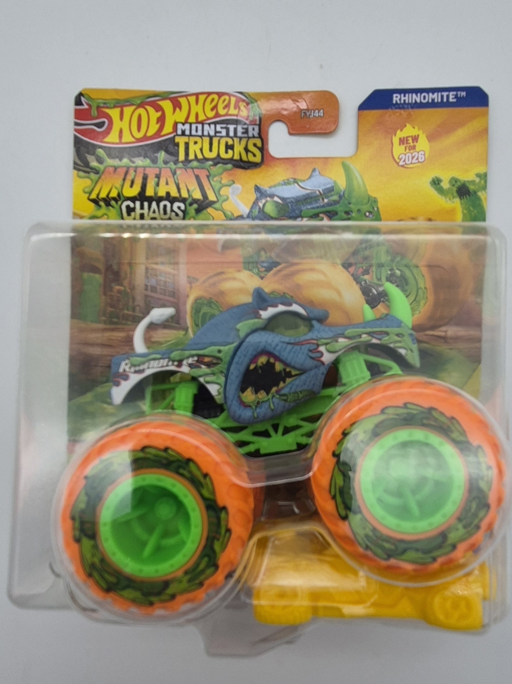 Hot Wheels Monster Trucks Mutant Chaos Rhinomite - Green Blue & Orange NIP
